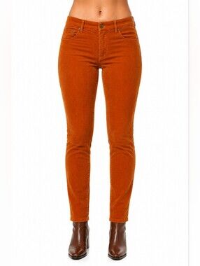 Soft Surroundings 10P Rust Corduroy Mid Rise Slim Skinny Pants Fall Boho chic